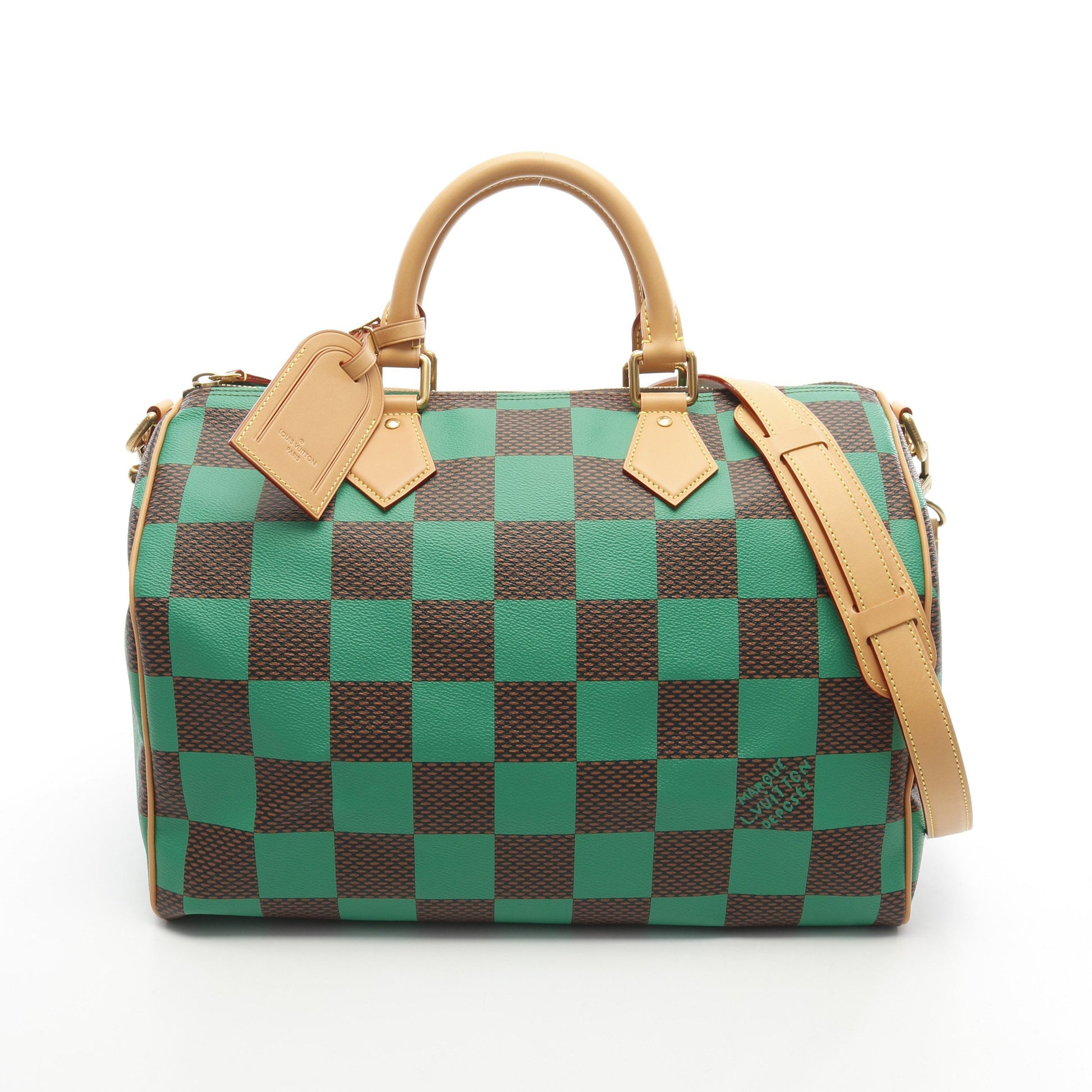 スピーディ バンドリエール40 ダミエポップ ハンドバッグ PVC レザー グリーン ブラウン 2WAY ルイヴィトン バッグ LOUIS VUITTON