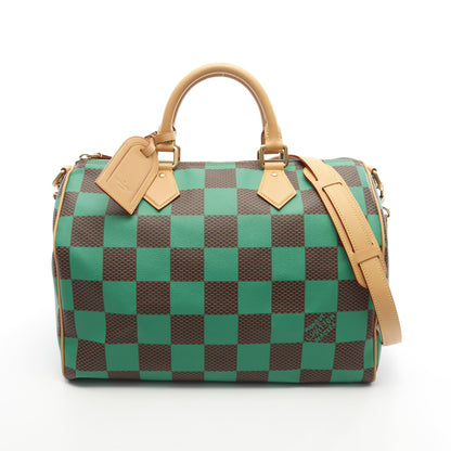 スピーディ バンドリエール40 ダミエポップ ハンドバッグ PVC レザー グリーン ブラウン 2WAY ルイヴィトン バッグ LOUIS VUITTON