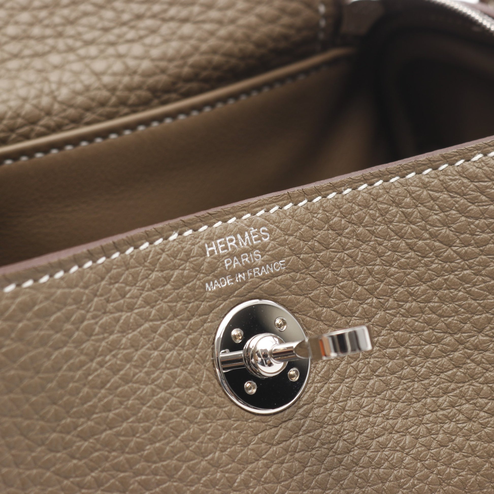 リンディ ミニ エトゥープ ショルダーバッグ トリヨンクレマンス グレーブラウン シルバー金具 W刻印 エルメス バッグ HERMES