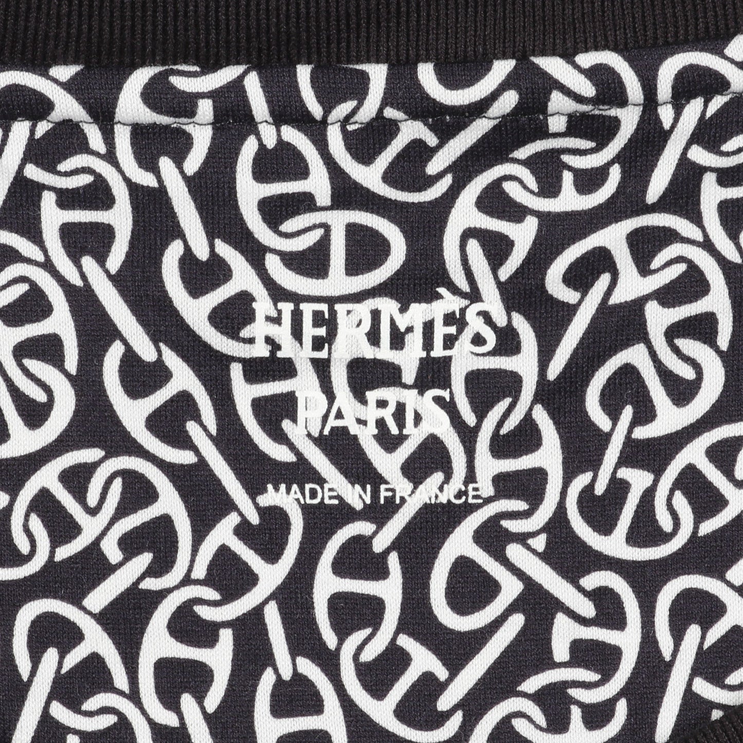 Naoussa Chaine ナウサ シェーヌプリント カットソー クルーネック 長袖 コットン ブラック ホワイト エルメス トップス HERMES