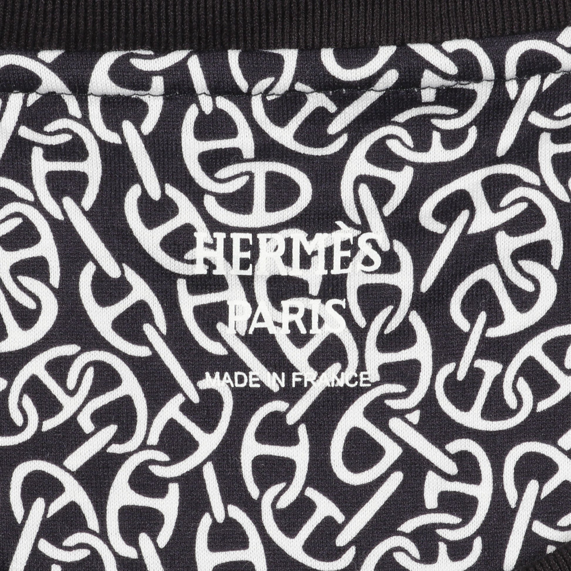 Naoussa Chaine ナウサ シェーヌプリント カットソー クルーネック 長袖 コットン ブラック ホワイト エルメス トップス HERMES