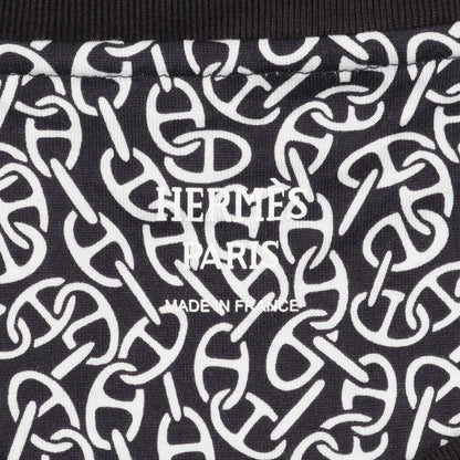 Naoussa Chaine ナウサ シェーヌプリント カットソー クルーネック 長袖 コットン ブラック ホワイト エルメス トップス HERMES