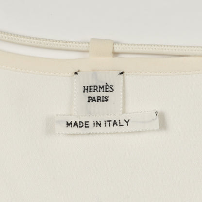 ブラウス フリル シルク コットン オフホワイト エルメス トップス HERMES