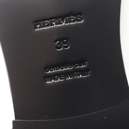 デスタン モカシン ローファー レザー リザードナチュラ ホワイト ブラック シューズ HERMES