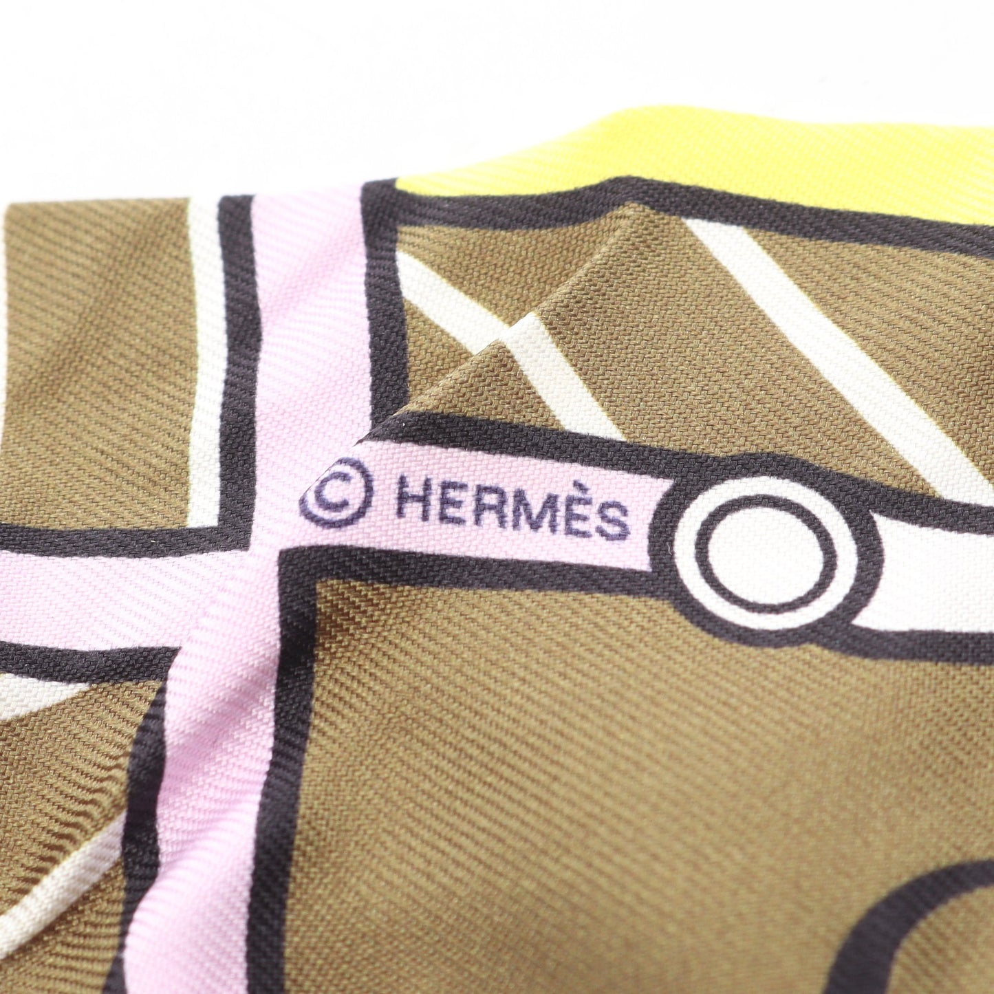 ツイリー QUADRIGE BAYADERE リボン スカーフ シルク イエロー マルチカラー エルメス 財布・小物 HERMES