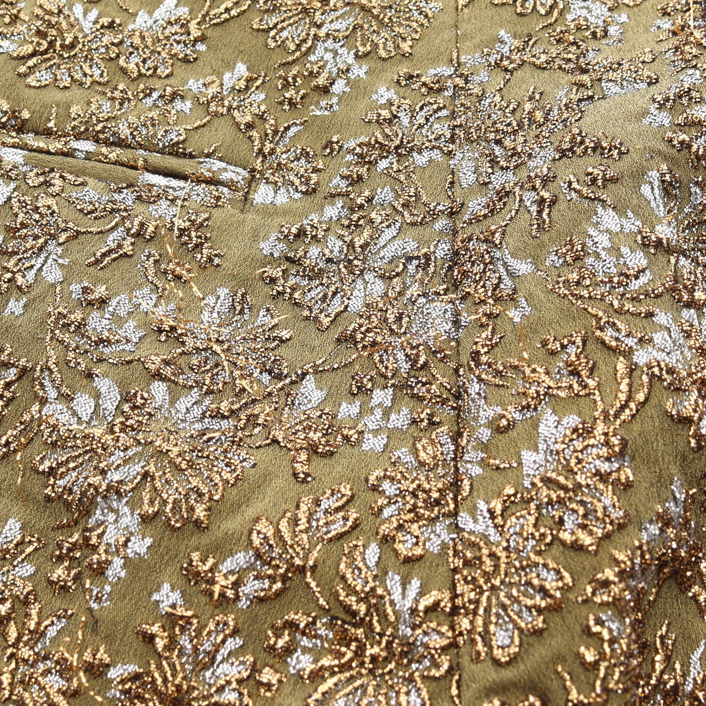パンツ フラワー 刺繍 ナイロン カーキグリーン ゴールド ロシャス ボトムス ROCHAS