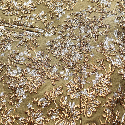 パンツ フラワー 刺繍 ナイロン カーキグリーン ゴールド ロシャス ボトムス ROCHAS