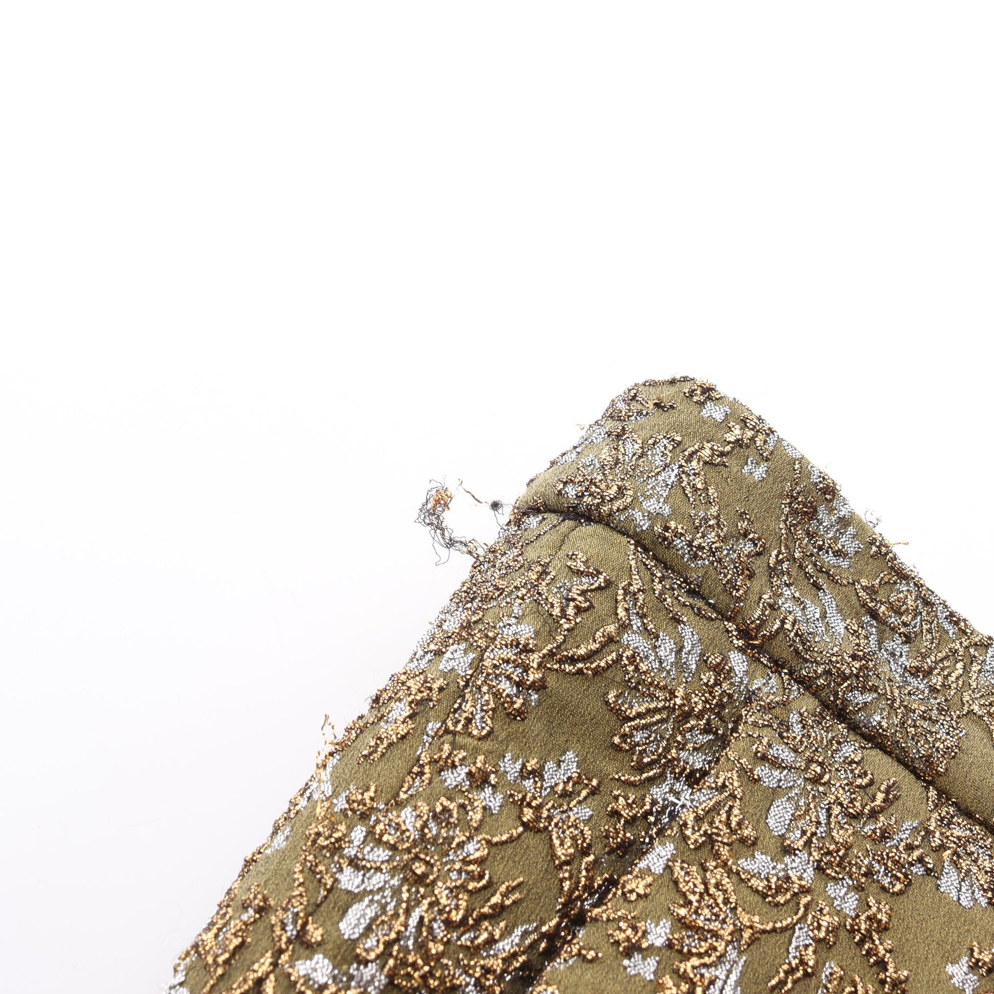 パンツ フラワー 刺繍 ナイロン カーキグリーン ゴールド ロシャス ボトムス ROCHAS
