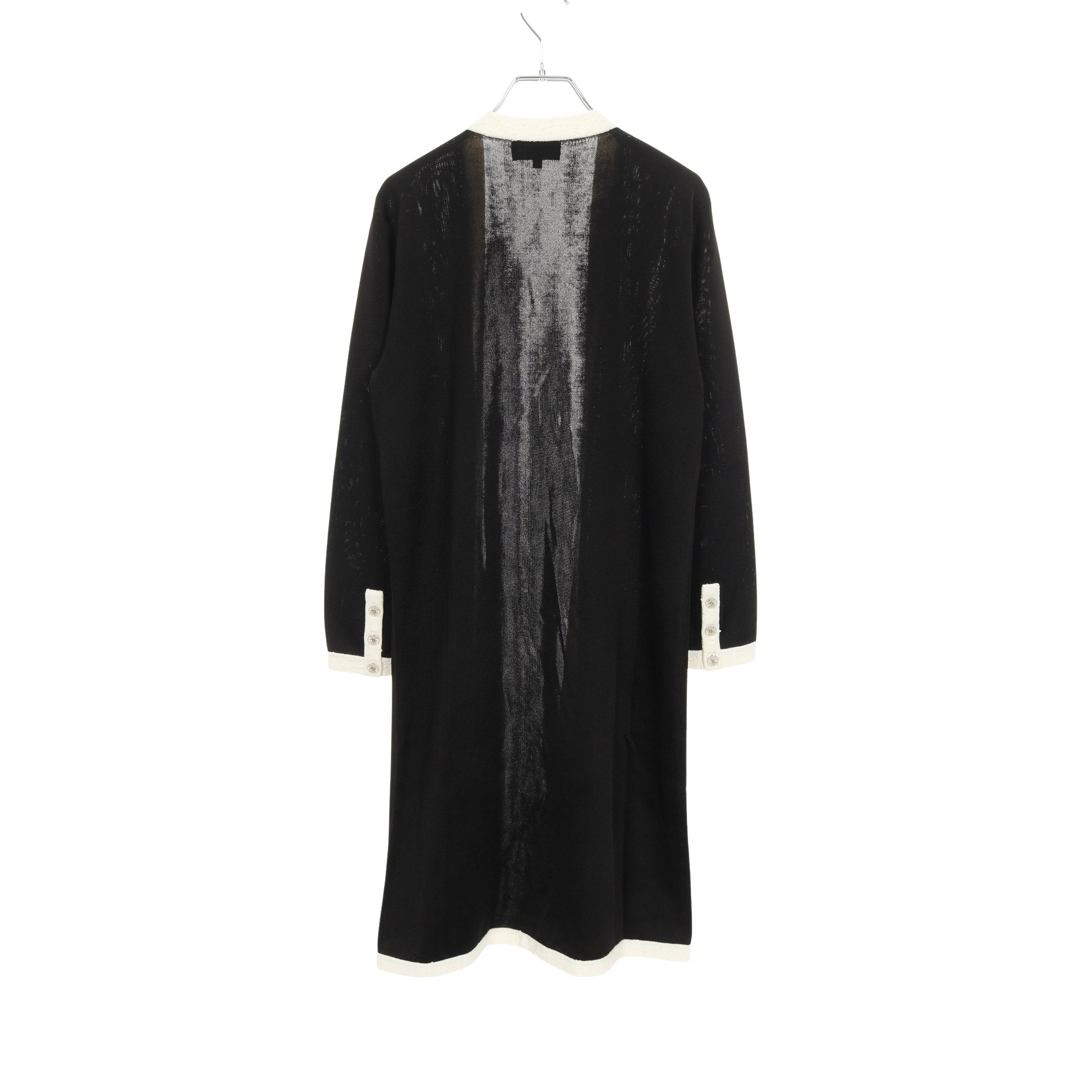 ココマークボタン カーディガン ビスコース ブラック ホワイト