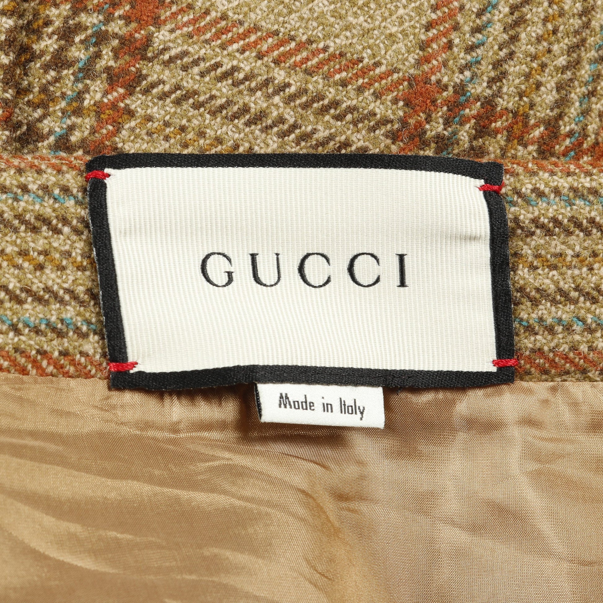 プリーツ スカート チェック ウール カーキブラウン マルチカラー グッチ ボトムス GUCCI