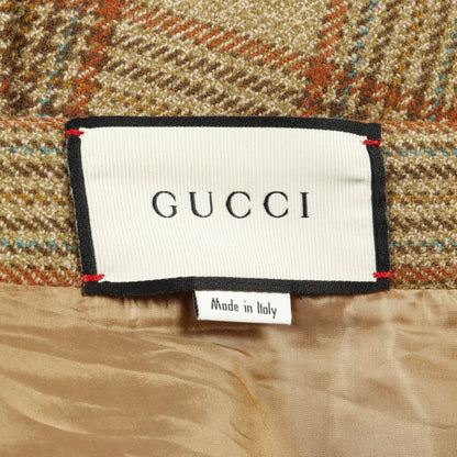 プリーツ スカート チェック ウール カーキブラウン マルチカラー グッチ ボトムス GUCCI