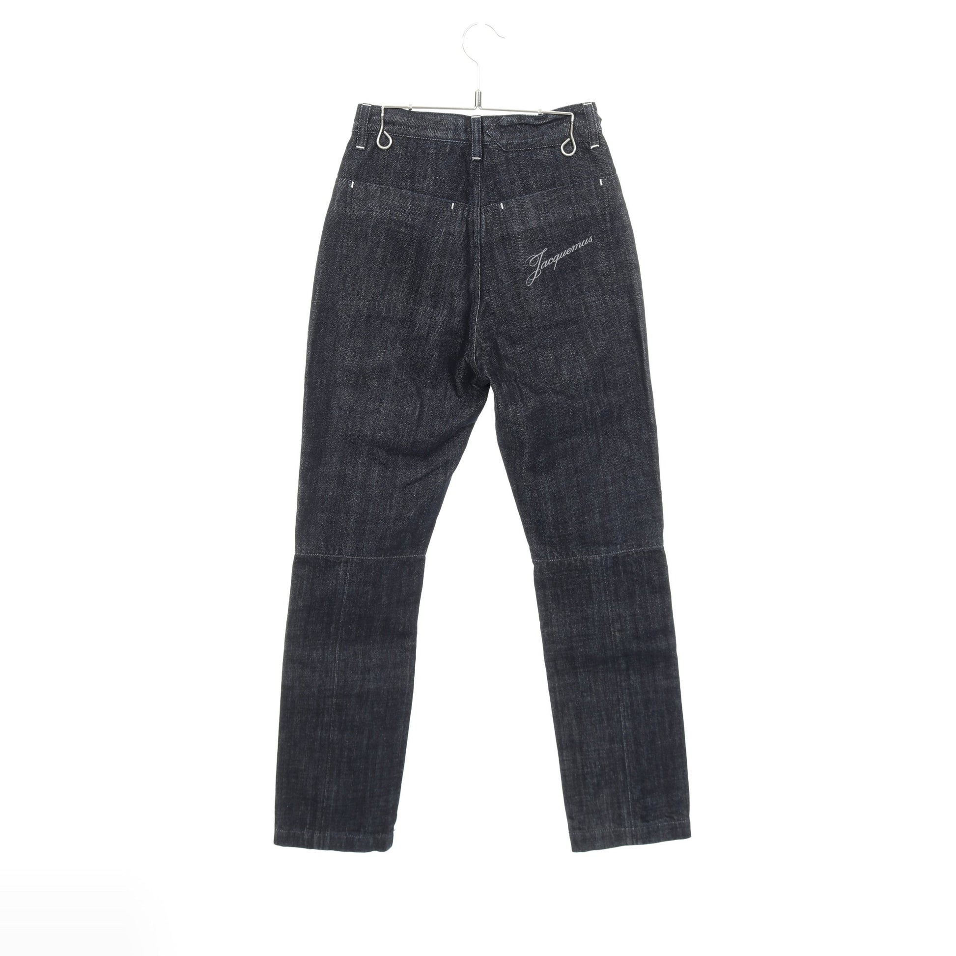 ハイウエスト デニムパンツ コットン インディゴブルー ボタンフライ  