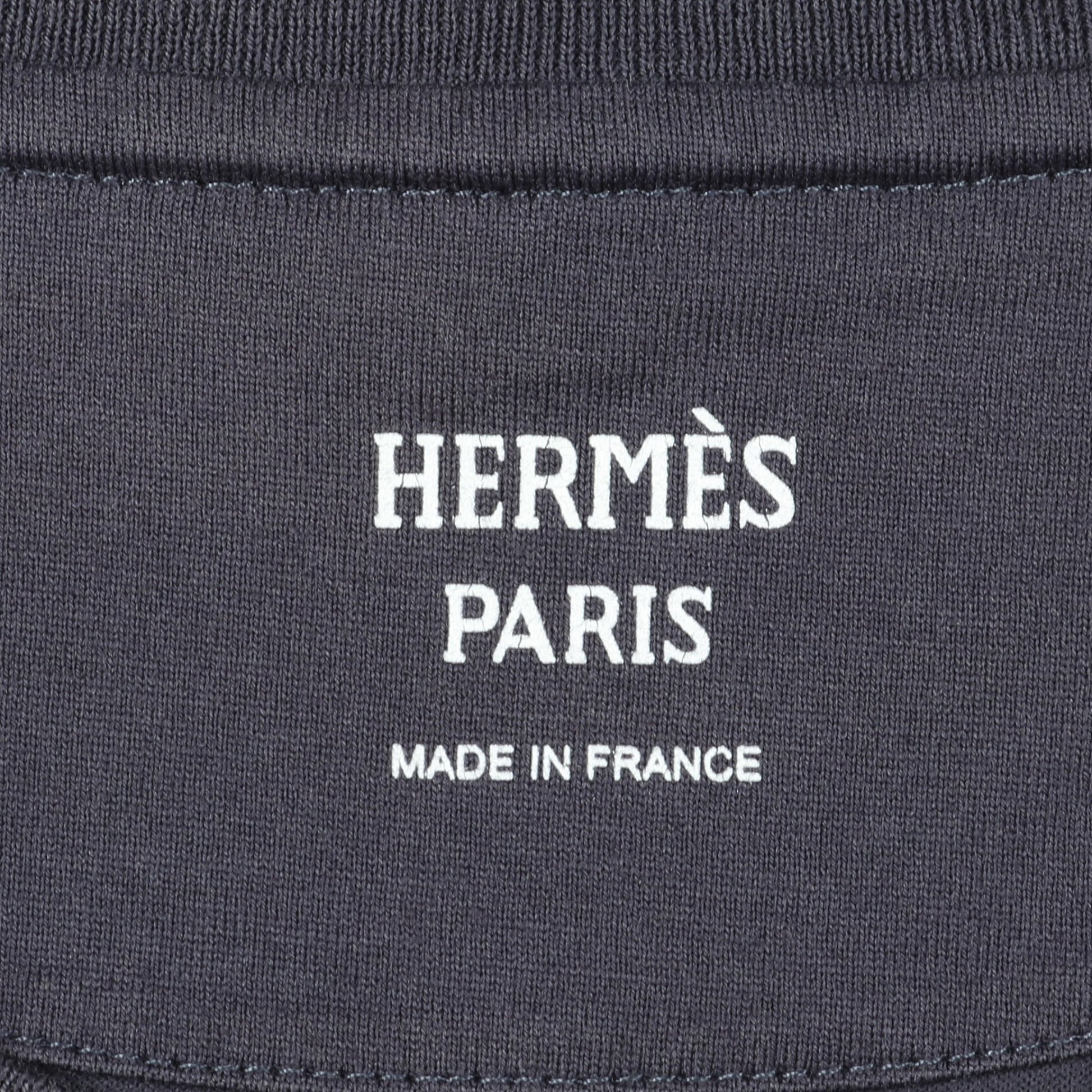 Tシャツ クルーネック 刺繍 コットン ネイビー エルメス トップス HERMES