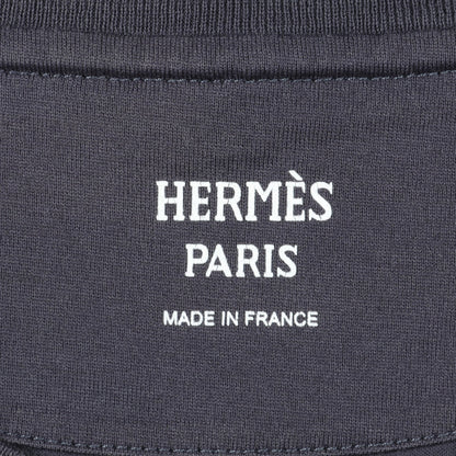 Tシャツ クルーネック 刺繍 コットン ネイビー エルメス トップス HERMES