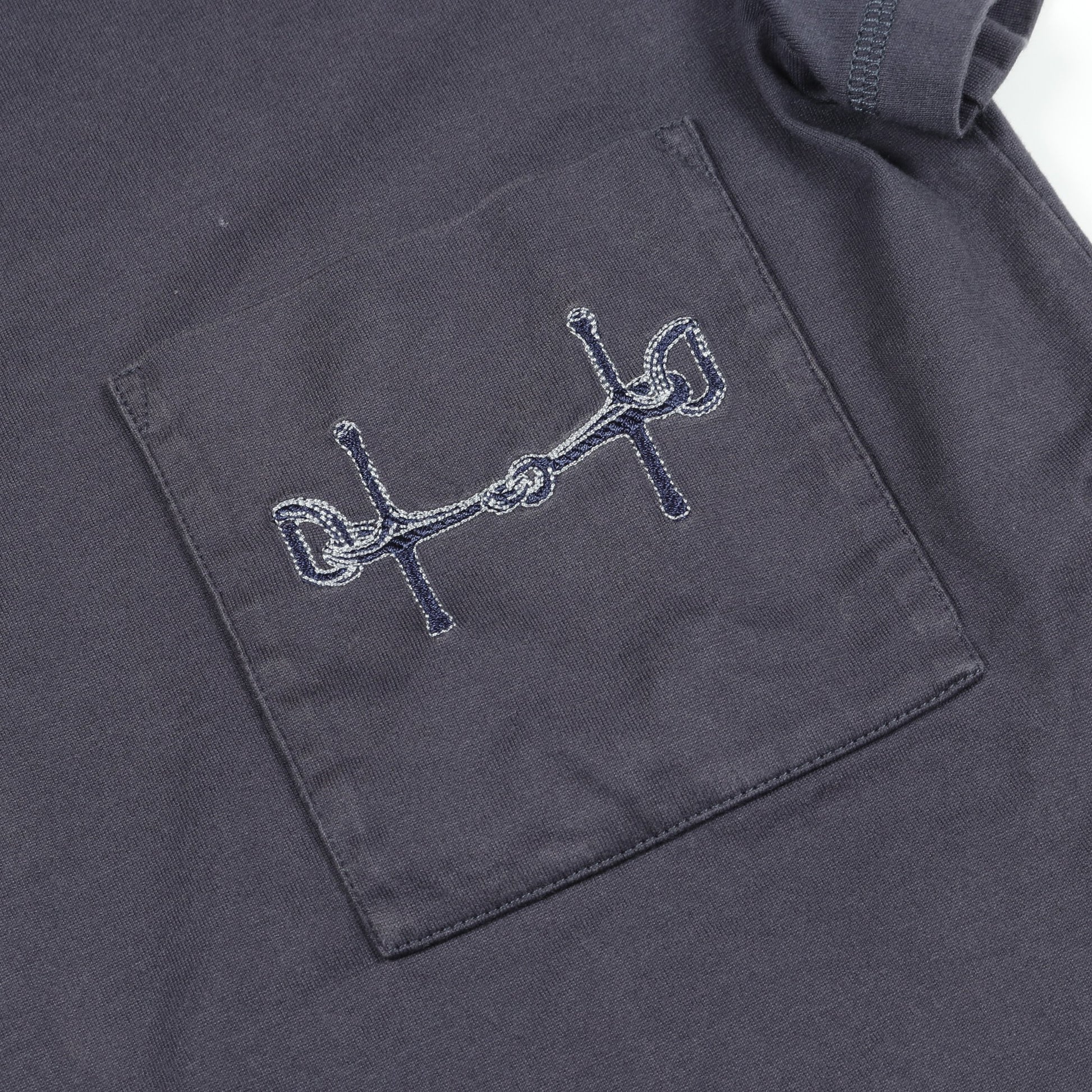 Tシャツ クルーネック 刺繍 コットン ネイビー エルメス トップス HERMES