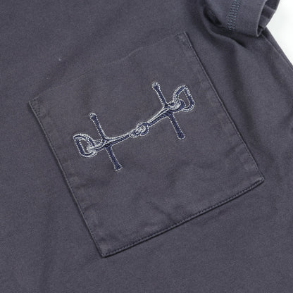 Tシャツ クルーネック 刺繍 コットン ネイビー エルメス トップス HERMES
