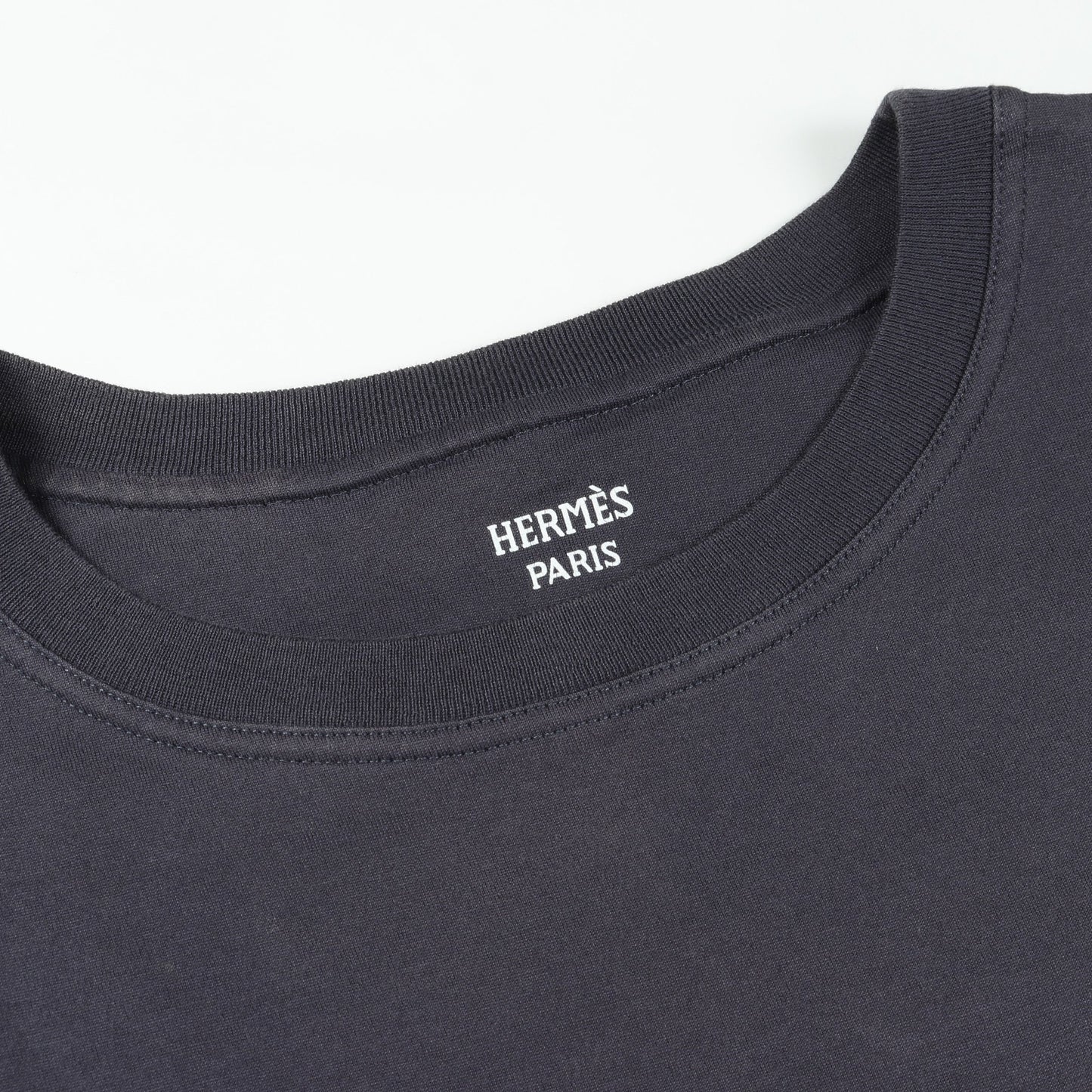 Tシャツ クルーネック 刺繍 コットン ネイビー エルメス トップス HERMES