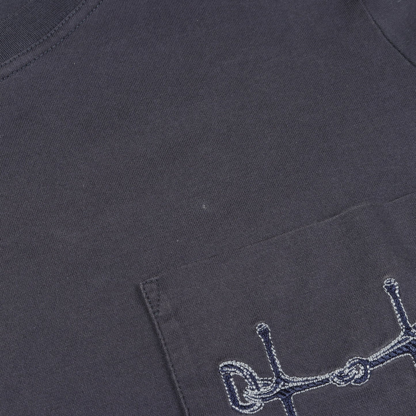 Tシャツ クルーネック 刺繍 コットン ネイビー エルメス トップス HERMES