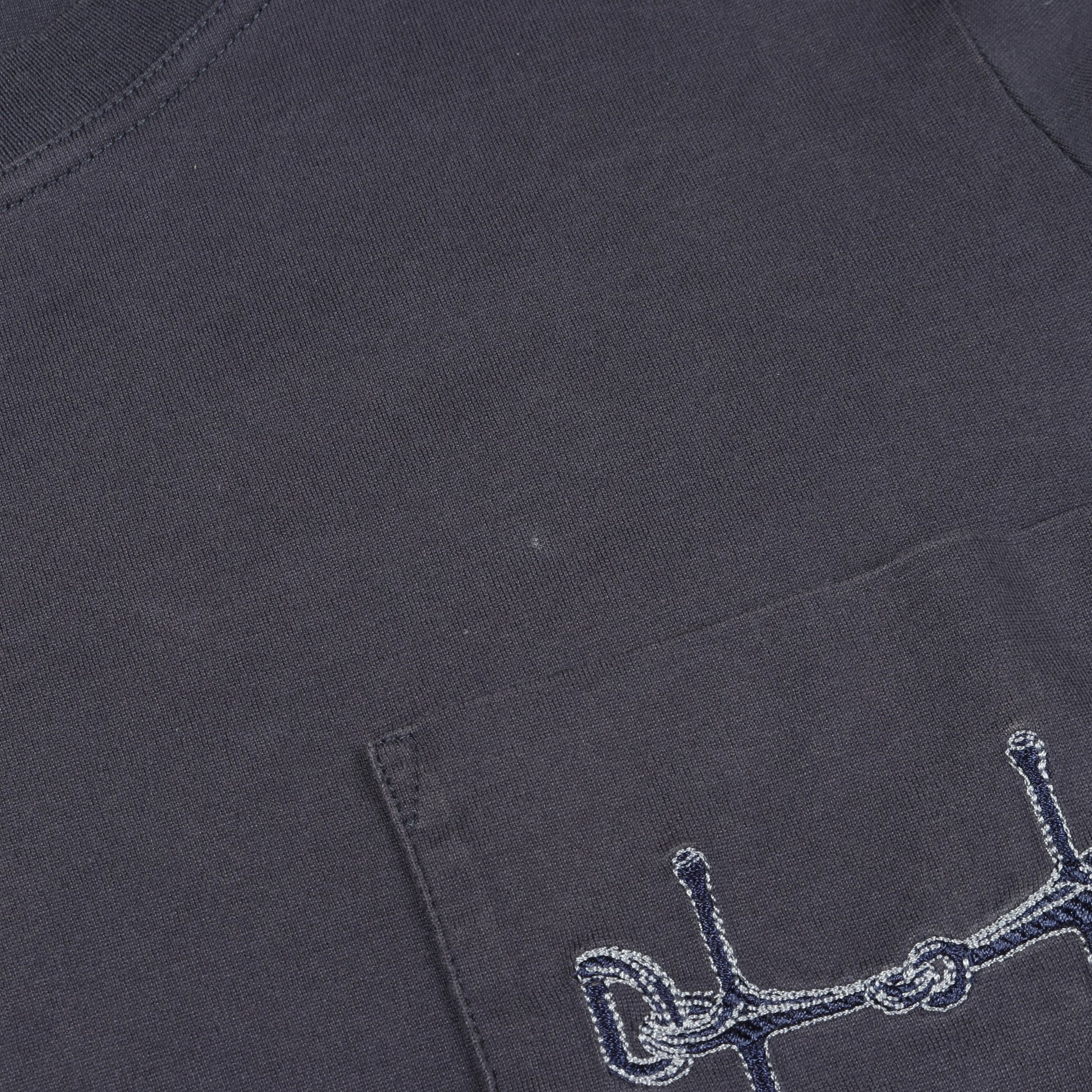 Tシャツ クルーネック 刺繍 コットン ネイビー エルメス トップス HERMES