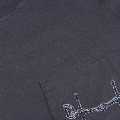 Tシャツ クルーネック 刺繍 コットン ネイビー エルメス トップス HERMES