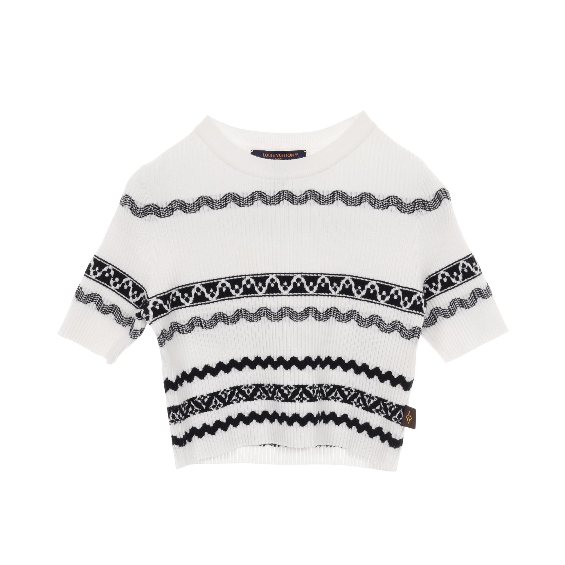 リブ ニット Tシャツ コットン ホワイト ブラック クロップド丈 ルイヴィトン トップス LOUIS VUITTON