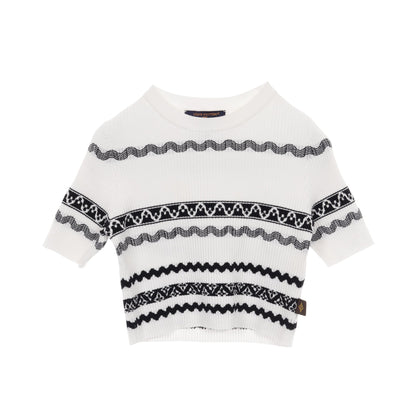 リブ ニット Tシャツ コットン ホワイト ブラック クロップド丈 ルイヴィトン トップス LOUIS VUITTON
