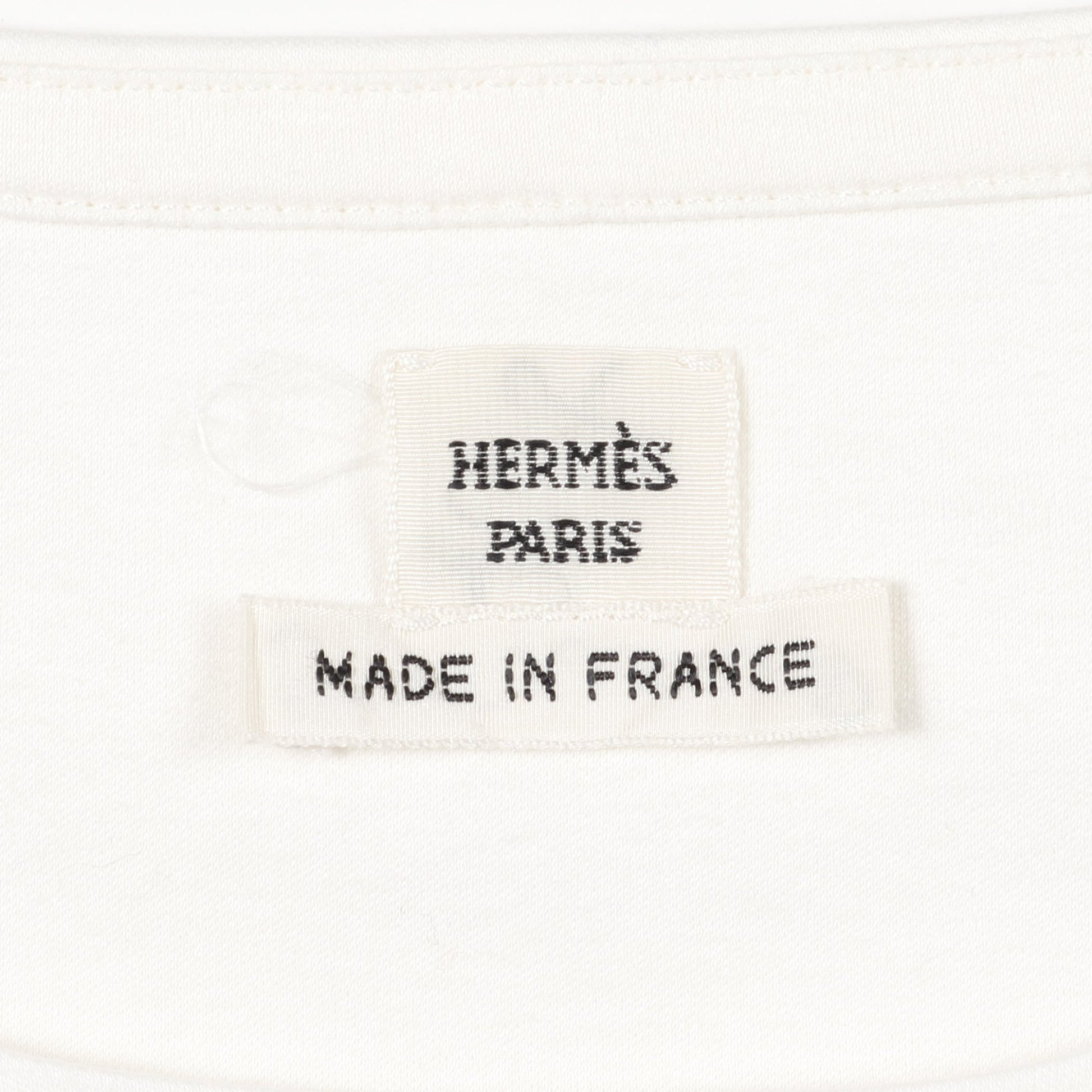 Tシャツ クルーネック 刺繍 コットン ホワイト エルメス トップス HERMES