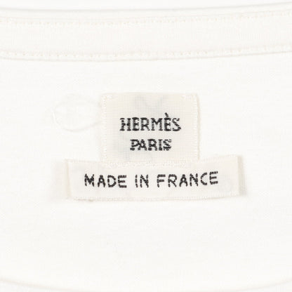 Tシャツ クルーネック 刺繍 コットン ホワイト エルメス トップス HERMES