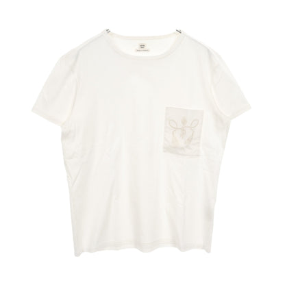 Tシャツ クルーネック 刺繍 コットン ホワイト エルメス トップス HERMES