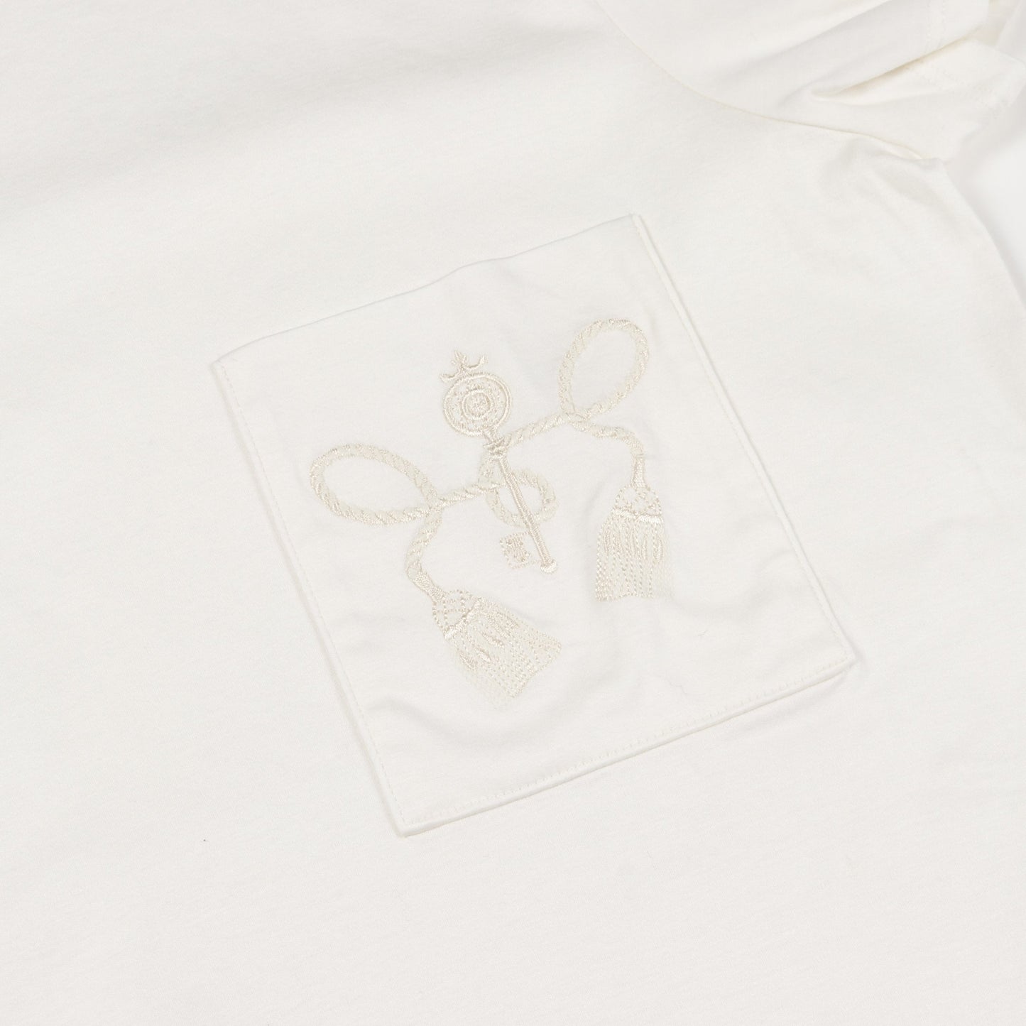 Tシャツ クルーネック 刺繍 コットン ホワイト エルメス トップス HERMES