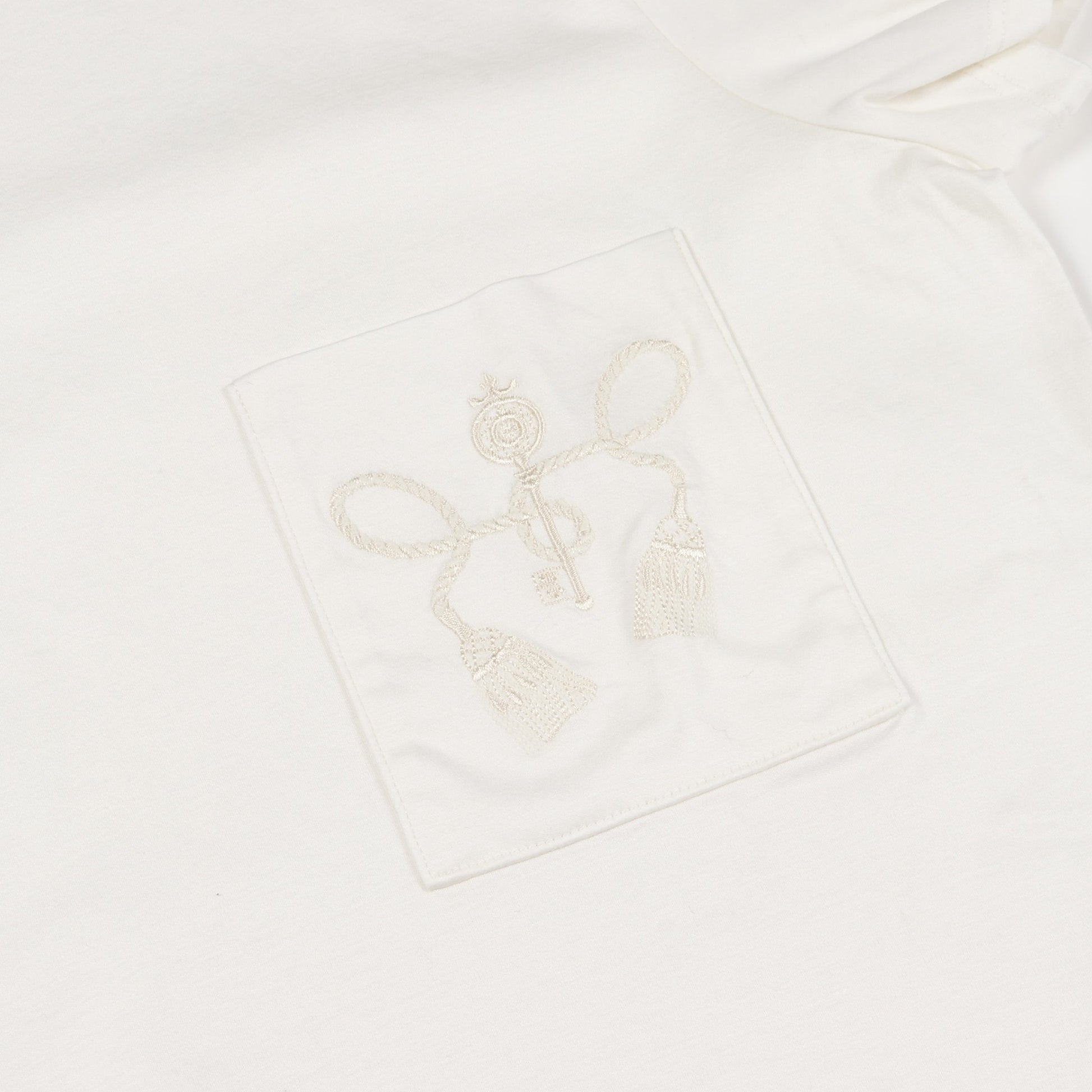 Tシャツ クルーネック 刺繍 コットン ホワイト エルメス トップス HERMES