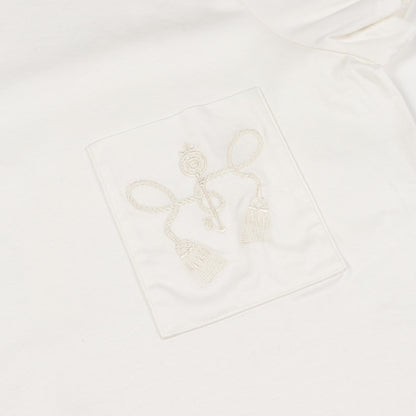 Tシャツ クルーネック 刺繍 コットン ホワイト エルメス トップス HERMES