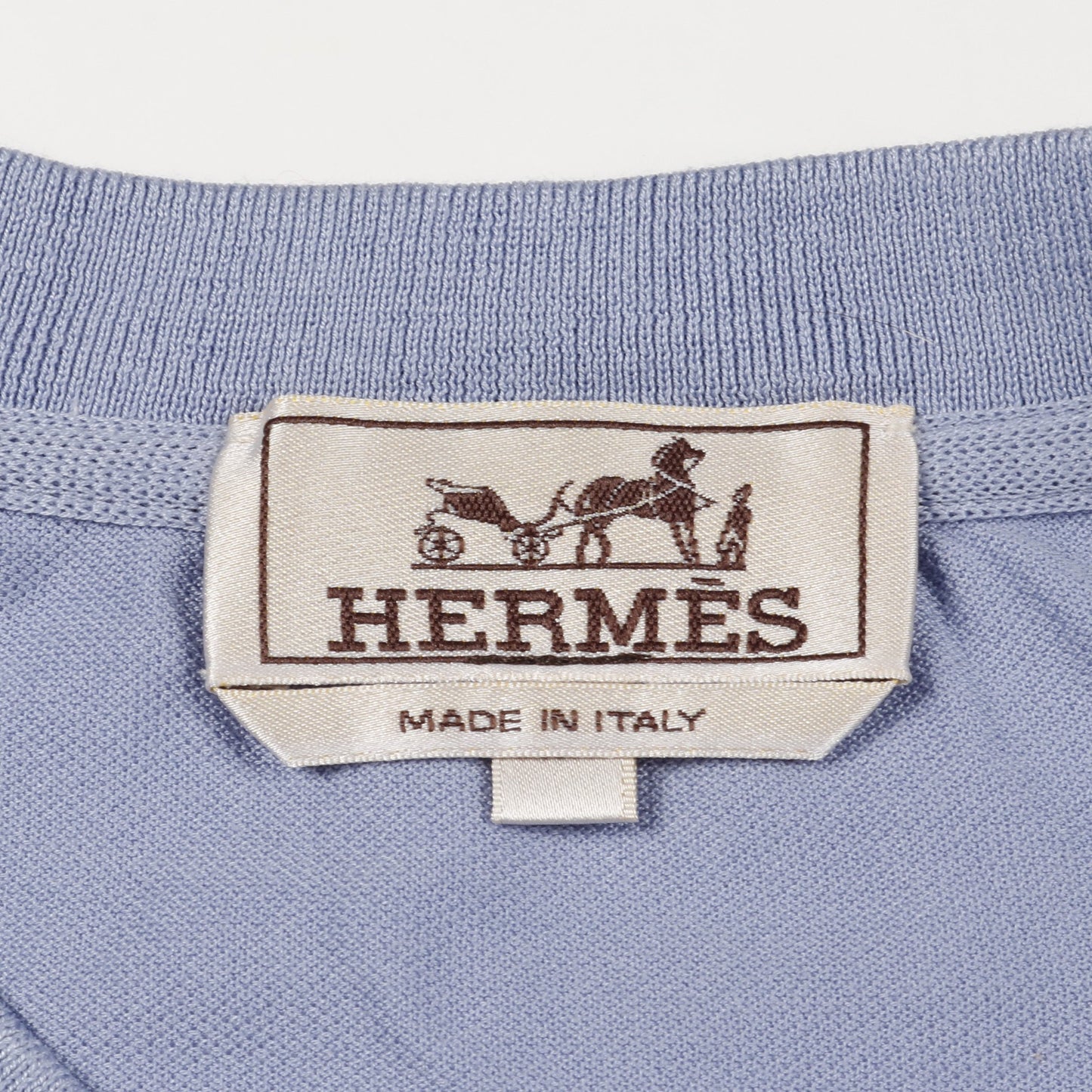 H刺繍ポケット付き Tシャツ クルーネック コットン ブルーグレー エルメス トップス HERMES