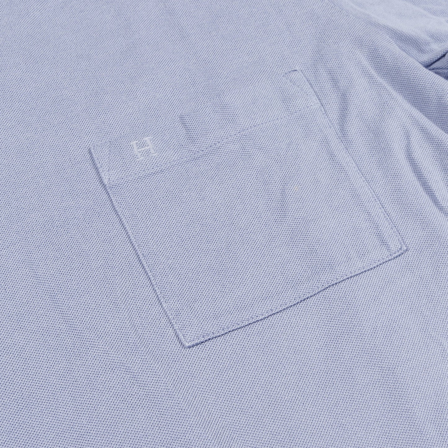 H刺繍ポケット付き Tシャツ クルーネック コットン ブルーグレー エルメス トップス HERMES