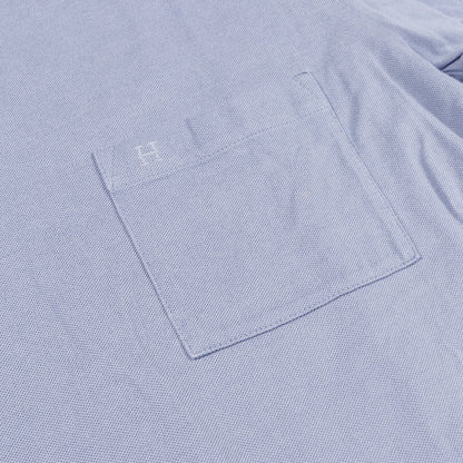 H刺繍ポケット付き Tシャツ クルーネック コットン ブルーグレー エルメス トップス HERMES