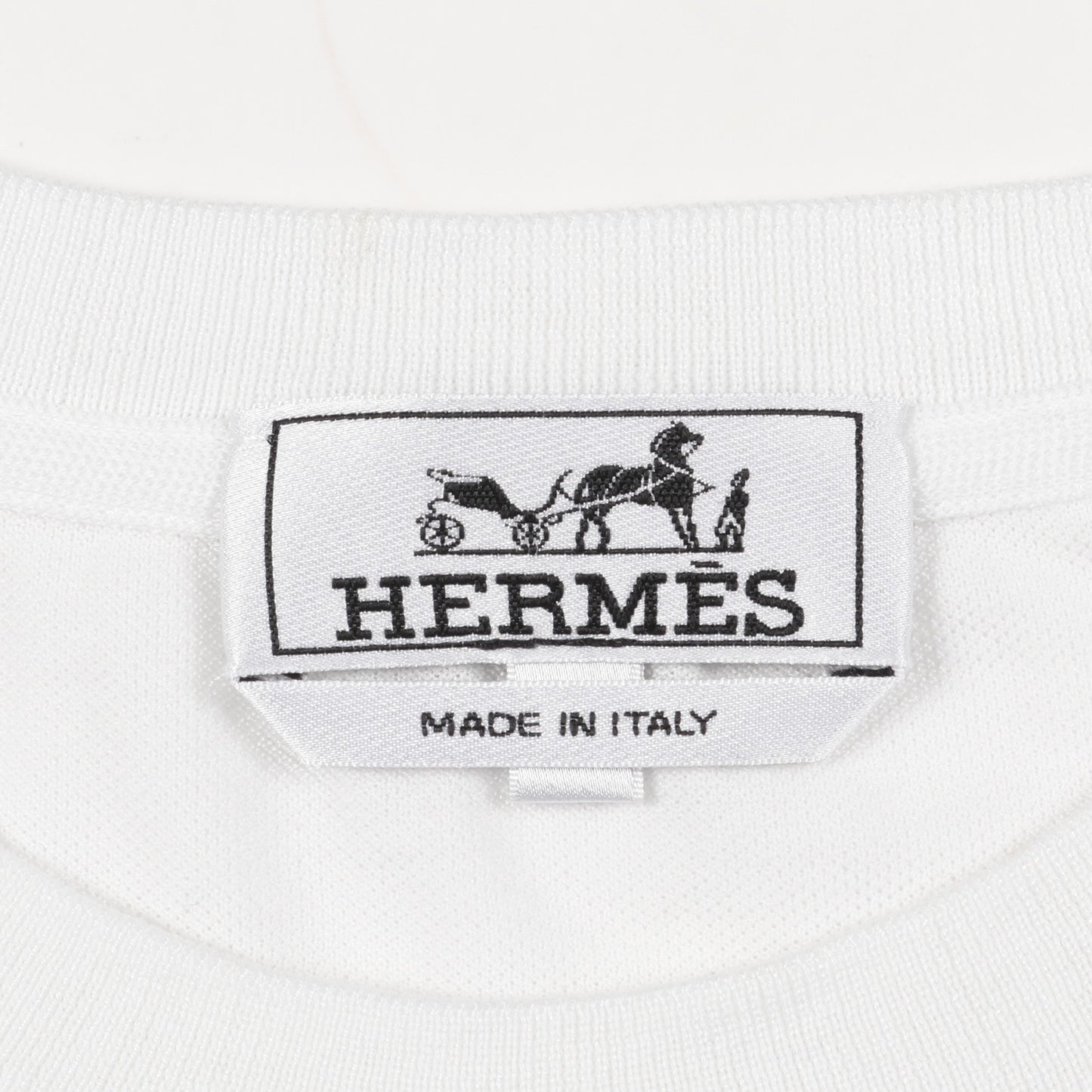 H刺繍ポケット付き Tシャツ コットン ホワイト エルメス トップス HERMES