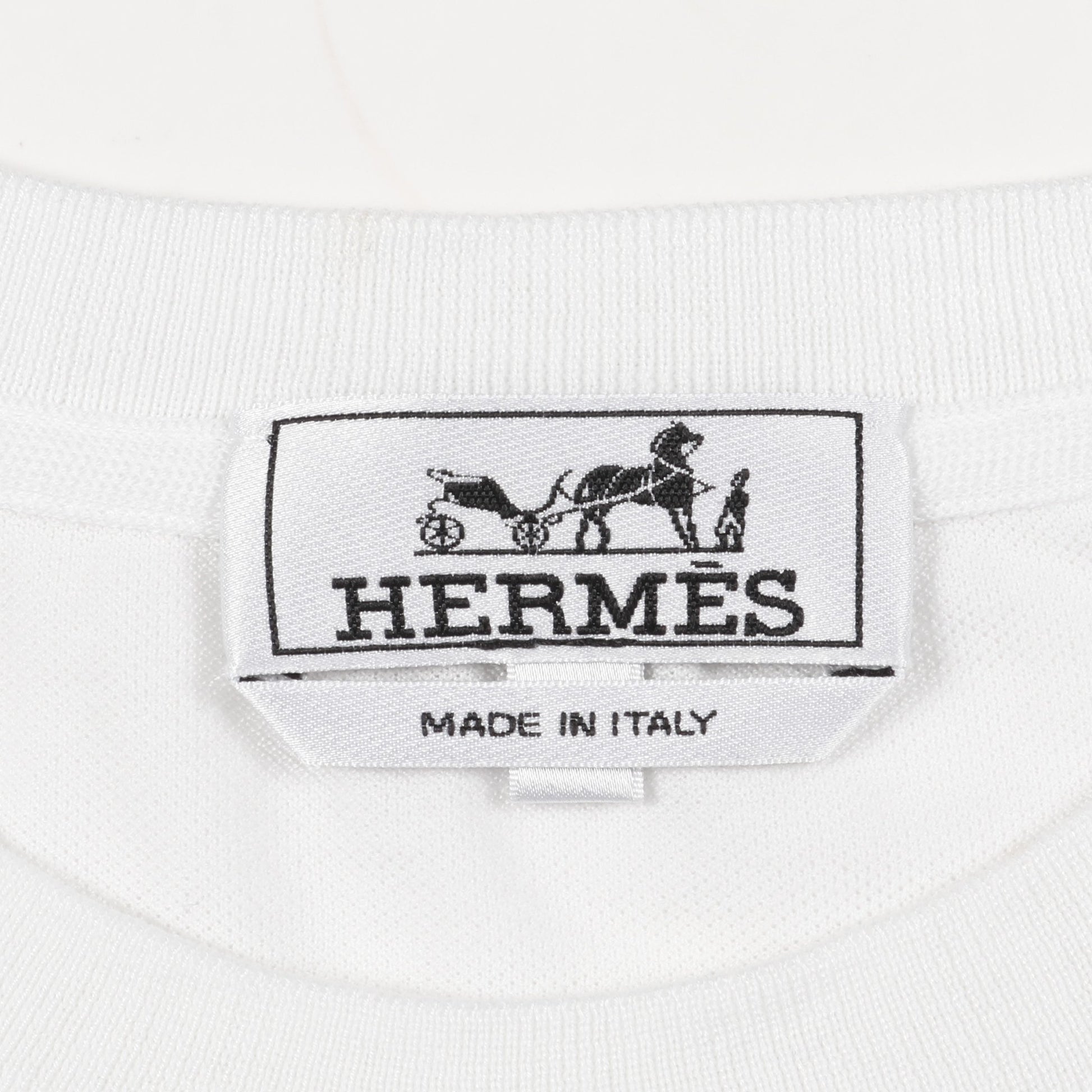 H刺繍ポケット付き Tシャツ コットン ホワイト エルメス トップス HERMES