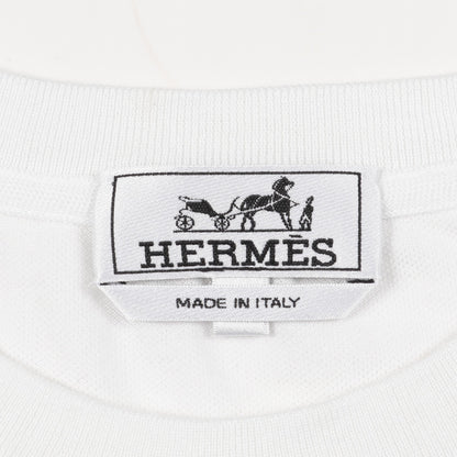 H刺繍ポケット付き Tシャツ コットン ホワイト エルメス トップス HERMES