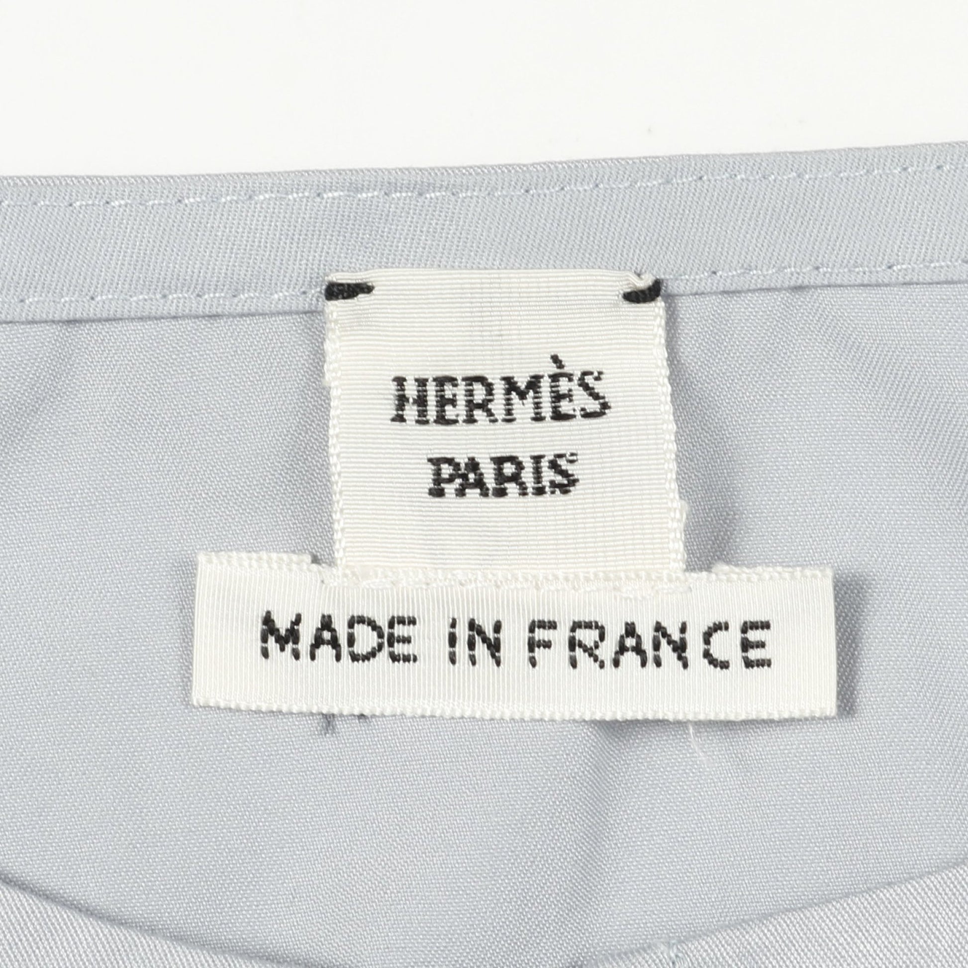 ブラウス 刺繍 コットン ライトブルー エルメス トップス HERMES