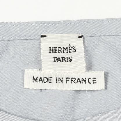ブラウス 刺繍 コットン ライトブルー エルメス トップス HERMES