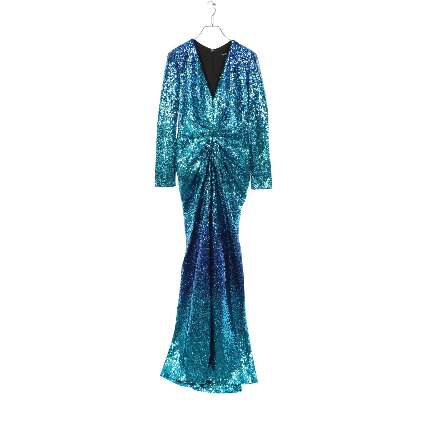 スパンコール ドレスワンピース 長袖 ブルー タダシショージ ワンピース TADASHI SHOJI