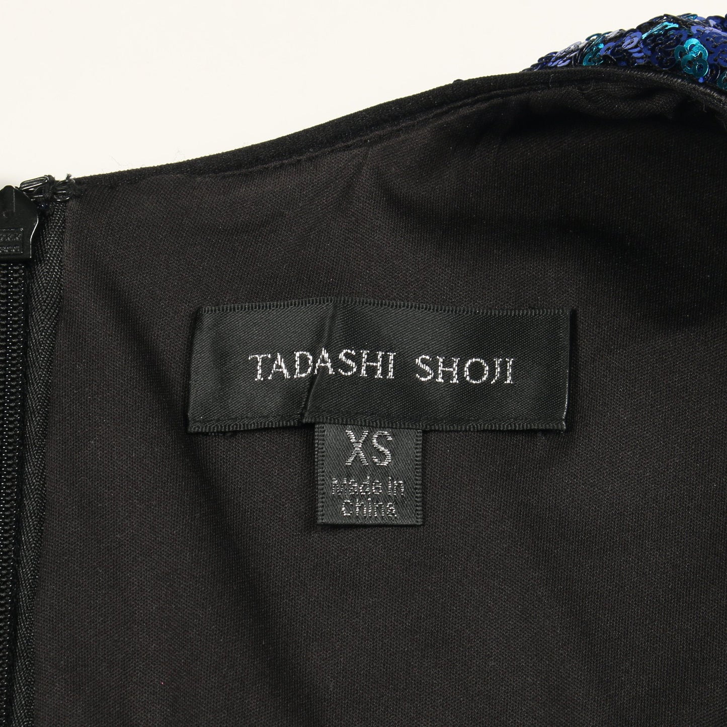 スパンコール ドレスワンピース 長袖 ブルー タダシショージ ワンピース TADASHI SHOJI