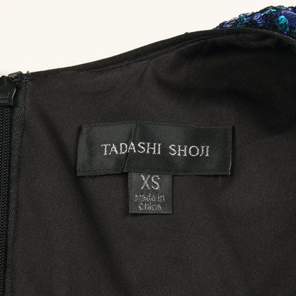 スパンコール ドレスワンピース 長袖 ブルー タダシショージ ワンピース TADASHI SHOJI