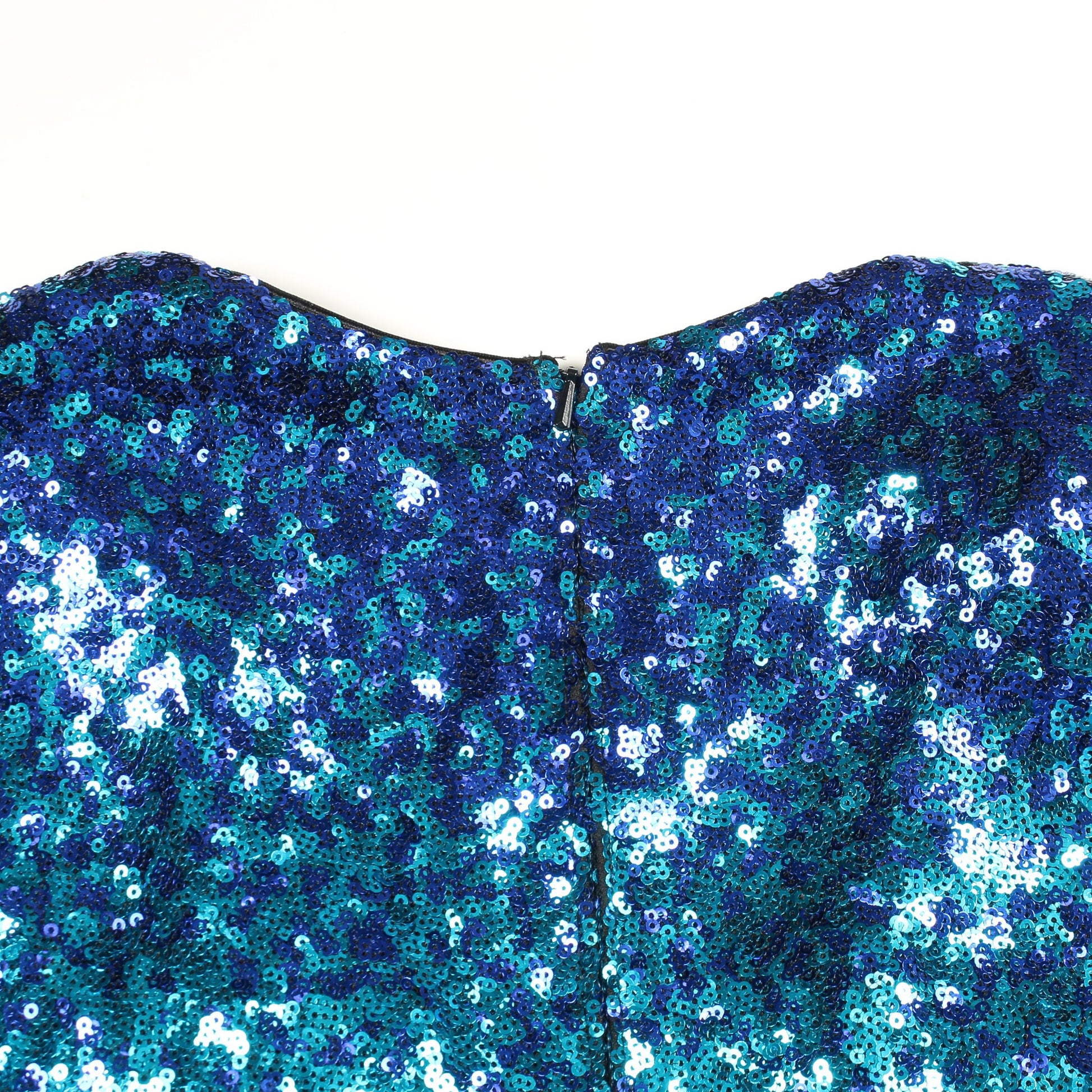 スパンコール ドレスワンピース 長袖 ブルー タダシショージ ワンピース TADASHI SHOJI