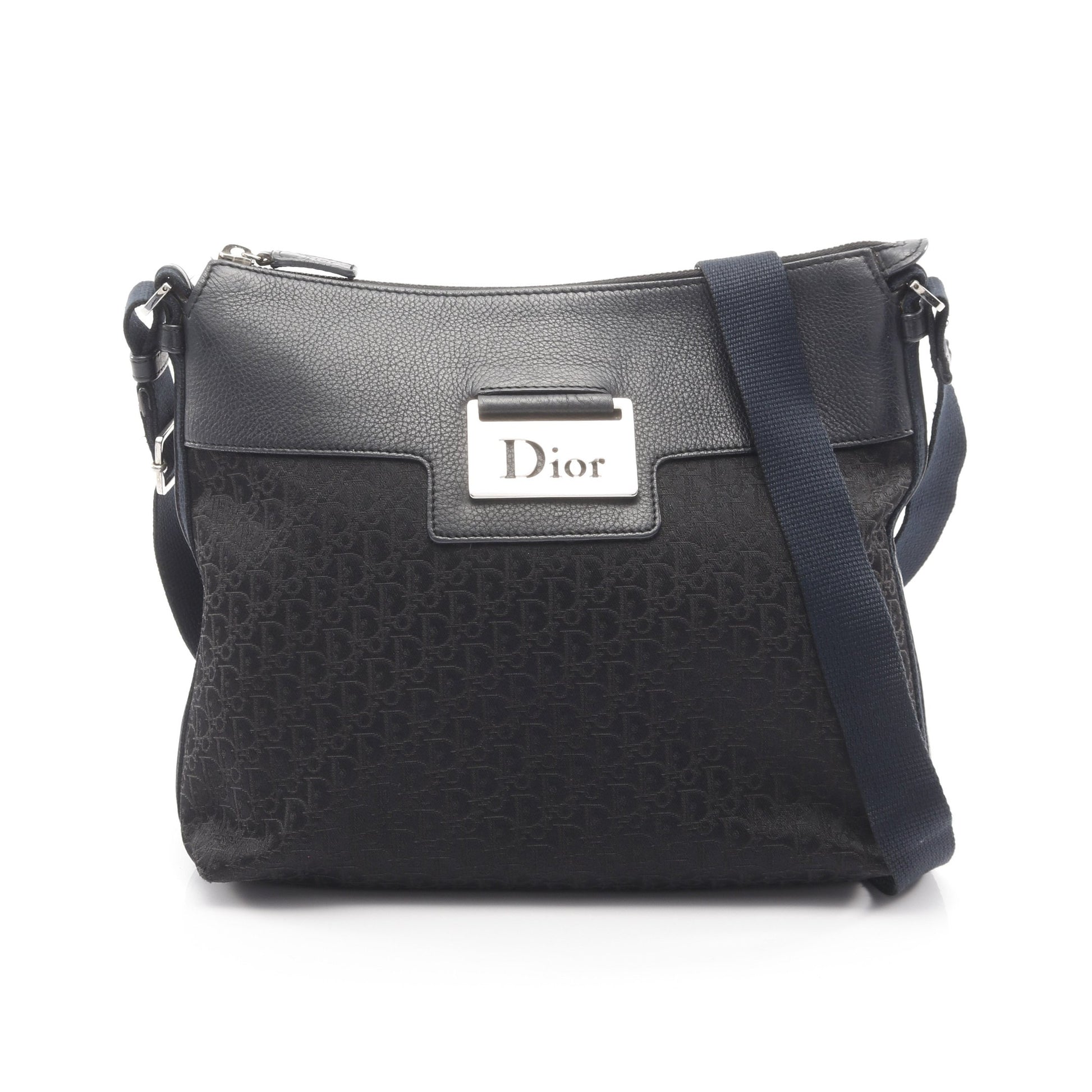 ストリートシック トロッター ショルダーバッグ キャンバス レザー ブラック ダークネイビー クリスチャンディオール バッグ Christian Dior