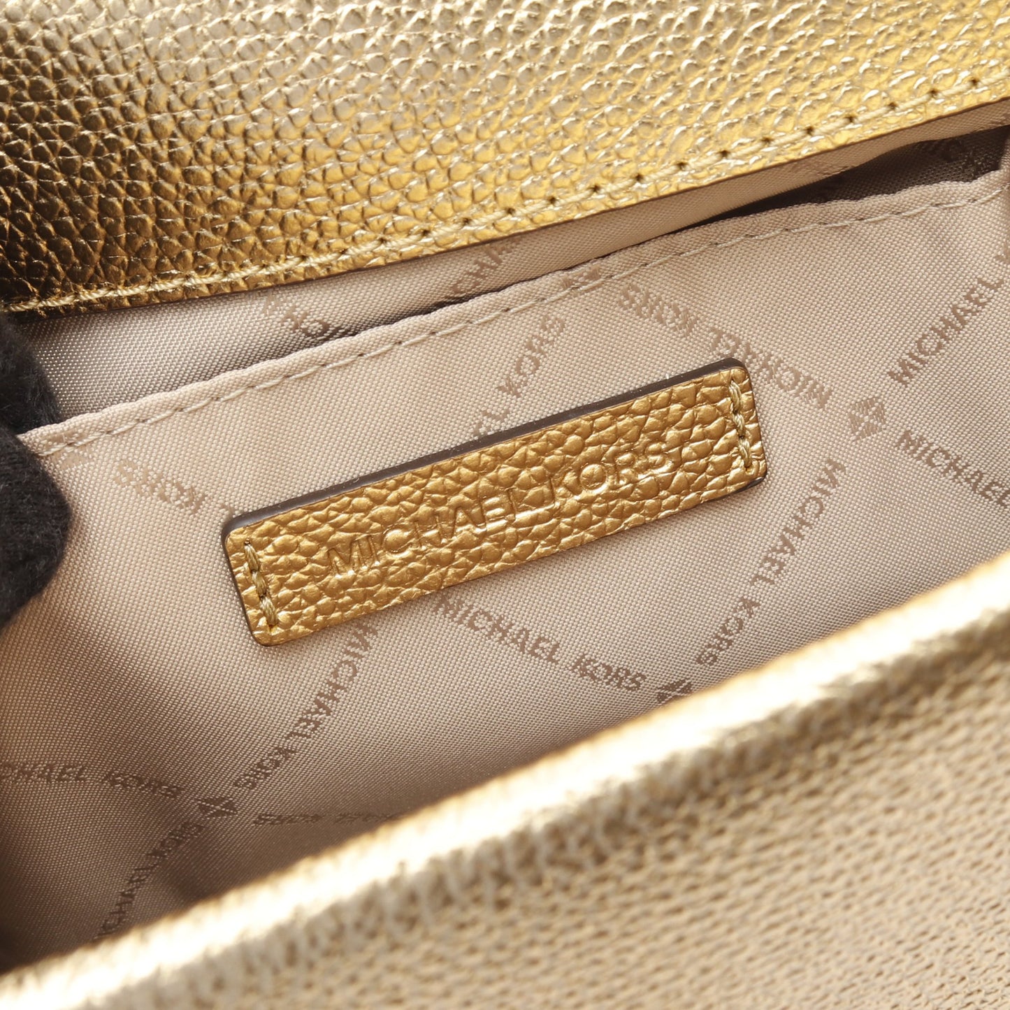 KINSLEY MD チェーンショルダーバッグ ファブリック レザー ゴールド マイケルコース バッグ MICHAEL KORS