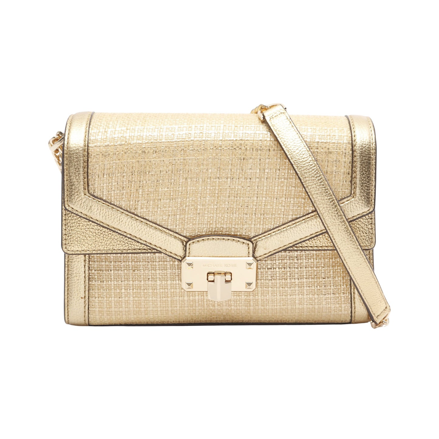KINSLEY MD チェーンショルダーバッグ ファブリック レザー ゴールド マイケルコース バッグ MICHAEL KORS