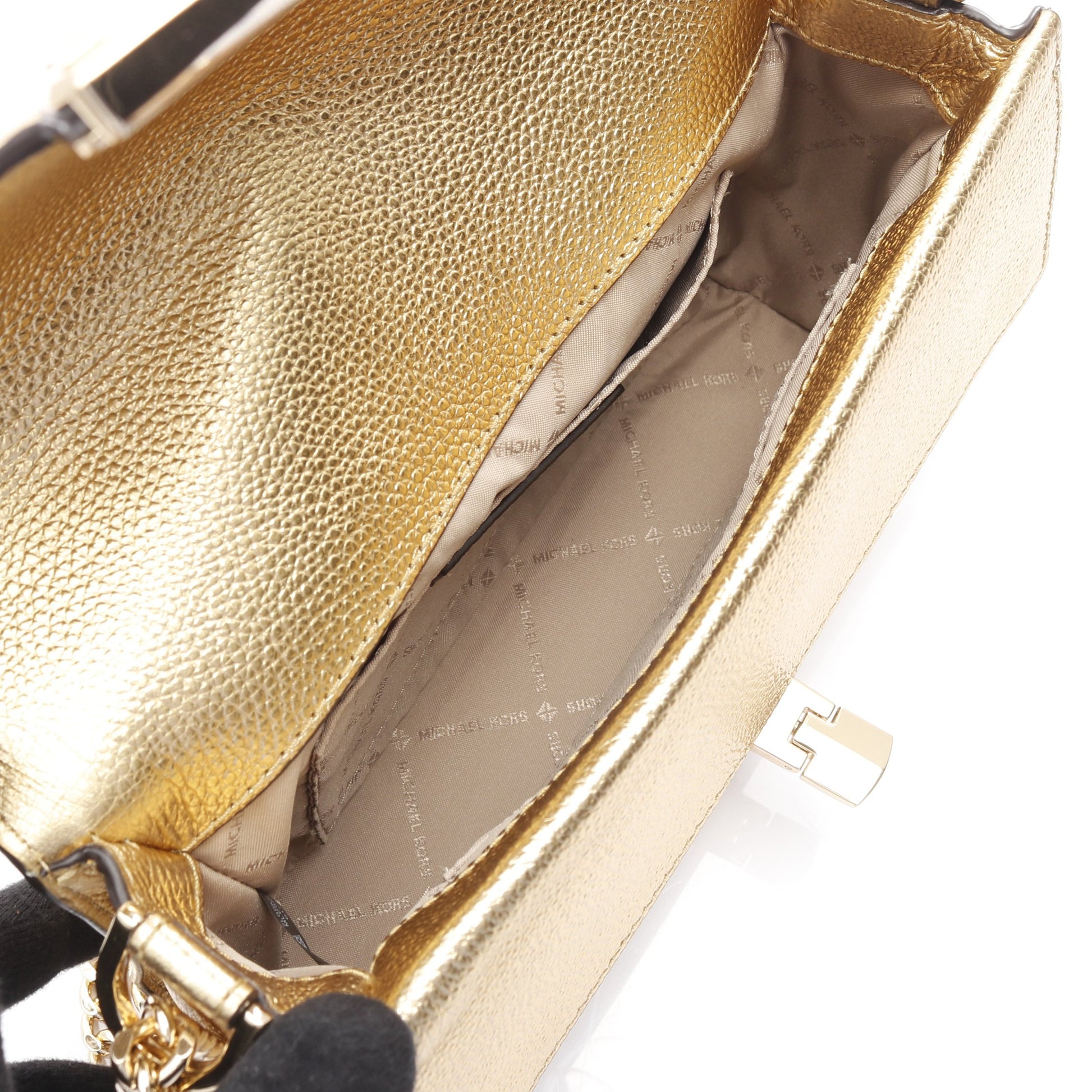 KINSLEY MD チェーンショルダーバッグ ファブリック レザー ゴールド マイケルコース バッグ MICHAEL KORS