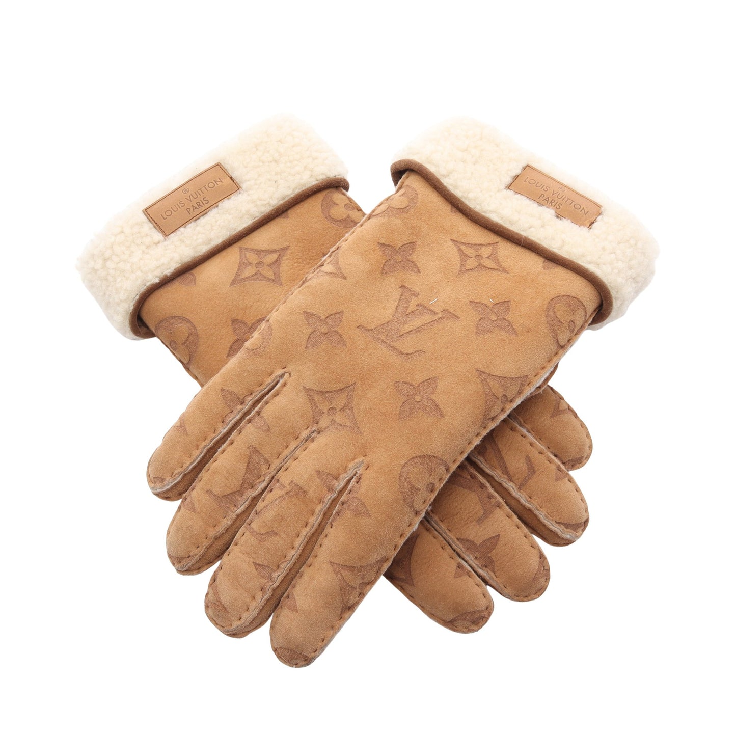 ゴン モノグラムシアリング 手袋 グローブ ウール ブラウン ルイ  
