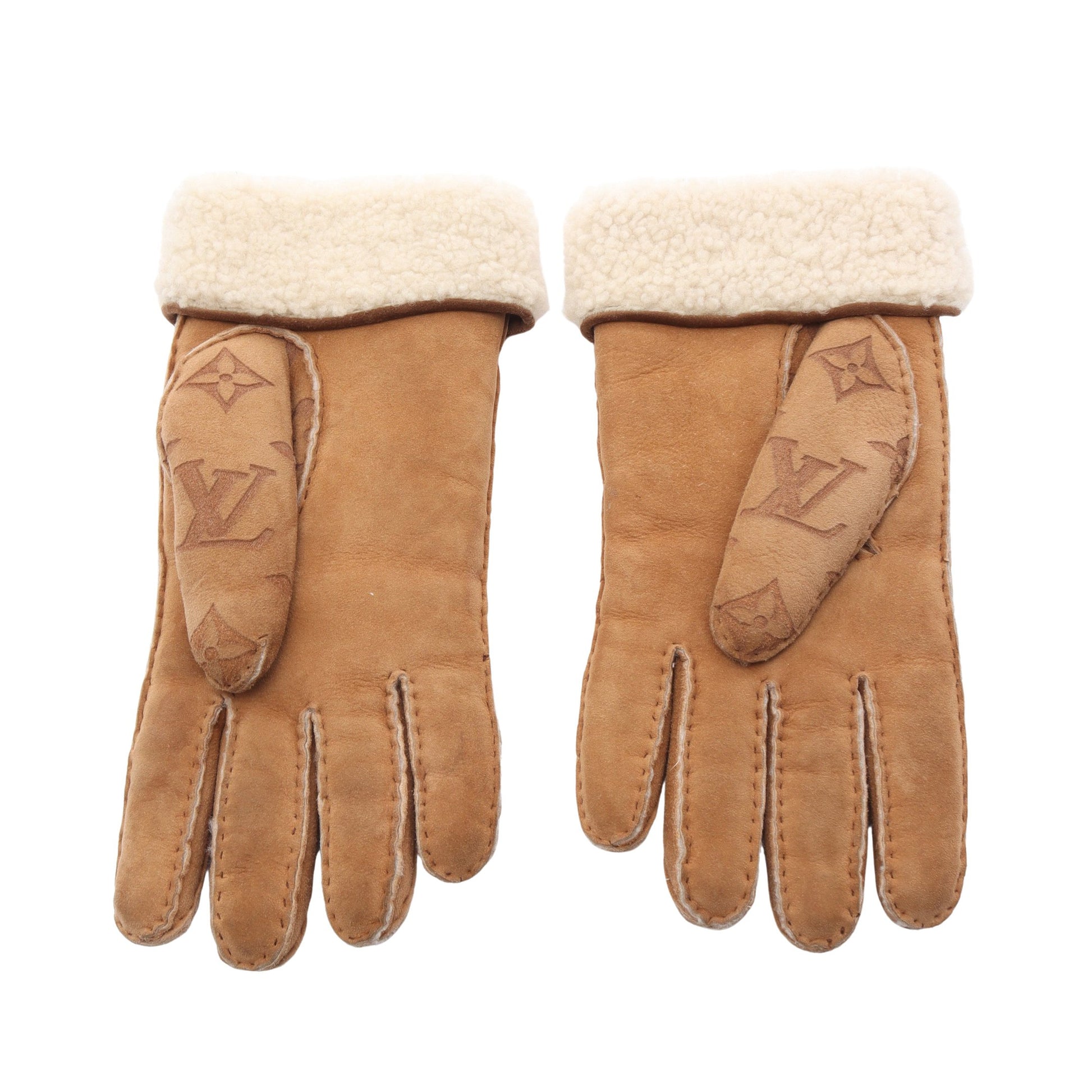 ゴン モノグラムシアリング 手袋 グローブ ウール ブラウン ルイ  